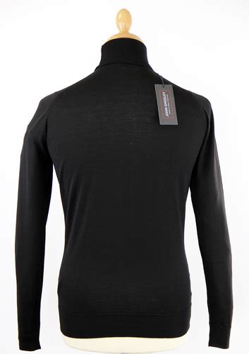 John Smedley Belvoir Retro 60s Mod Roll Neck Jumper Black