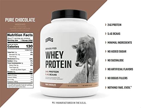 Levels Grass Fed Whey Protein No Hormones Pure Chocolate Lb