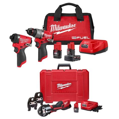 Milwaukee M12 12 Volt Lithium Ion Force Logic Cordless Press Tool Kit 3 Jaws Included With M12