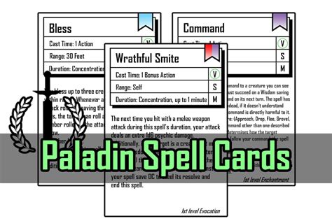 Dnd 5e Paladin Spell Cards Levels 0, 1 - Etsy