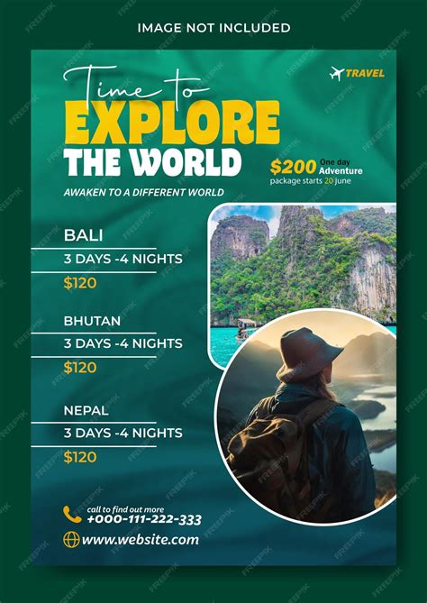 Premium Vector | Travel tour promotional flyer template design
