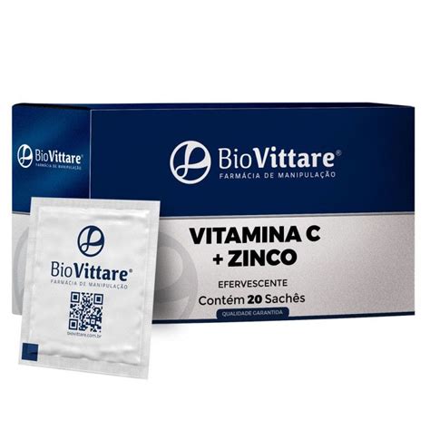 Vitamina C Zinco Efervescente 20 Sachês BioVittare