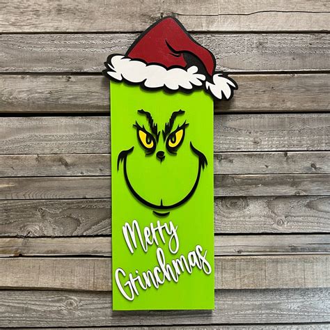 Door Hanger Christmas Merry Grinchmas Holiday Sign Decor Gift Home