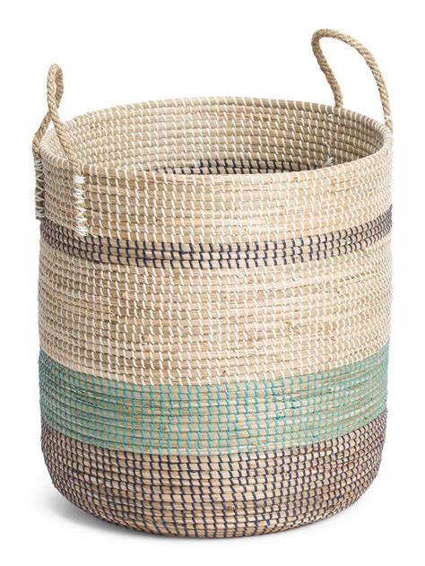 Extra Large Stripe Seagrass Storage Basket Seagrass Storage Baskets