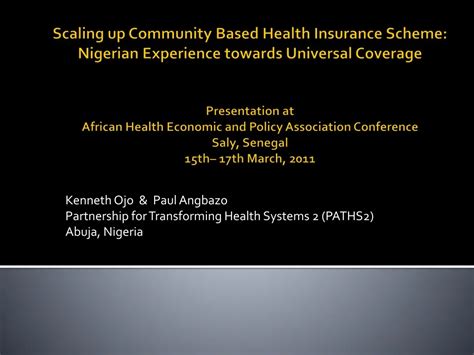 PPT Kenneth Ojo Paul Angbazo Partnership For Transforming Health