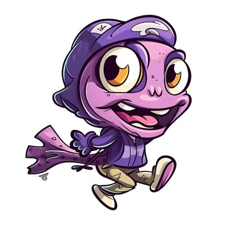 Premium AI Image | A cartoon of a frog wearing a purple hat and a ...