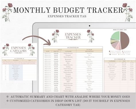 Monthly Budget Spreadsheet Template For Google Sheets Etsy