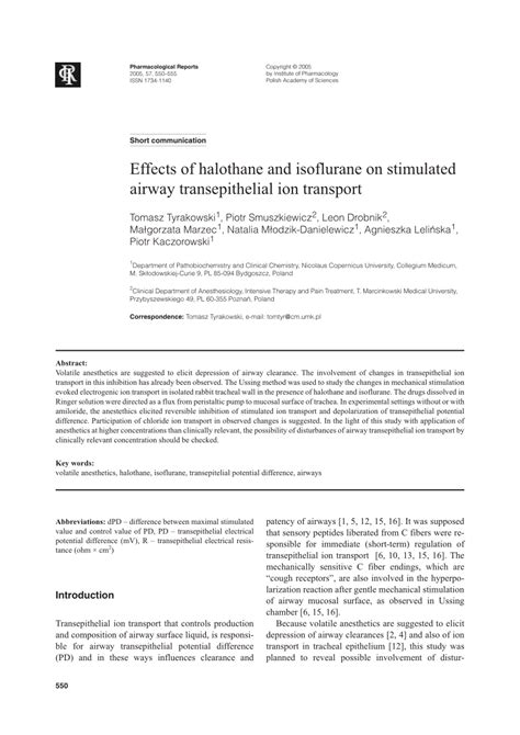 Pdf Effects Of Halothane And Isoflurane On Stimulated Airway