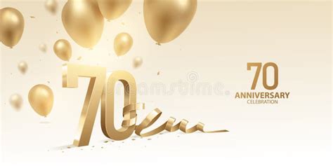 Happy 70th Birthday Gold Foil Balloon Greeting Background Stock Vector