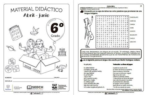 Material Didáctico Del Sexto Grado Del Tercer Trimestre Ciclo Escolar 2018 2019 Abril Junio