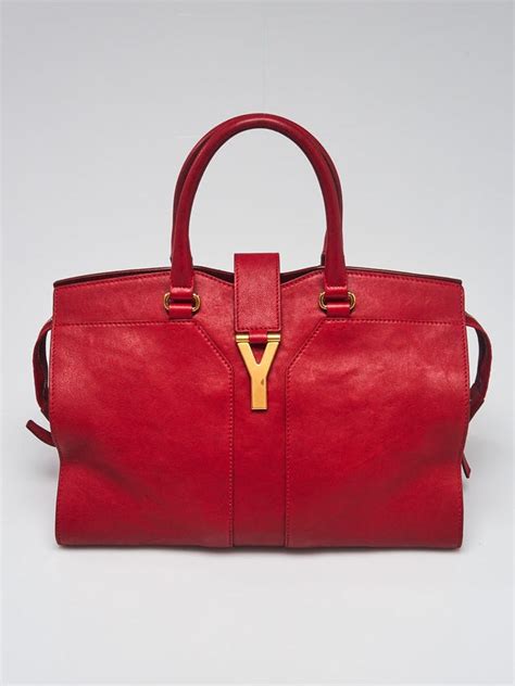 Yves Saint Laurent Red Leather Medium Cabas Chyc Bag Yoogis Closet