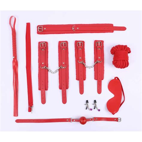 Kit BDSM Bondage Sado 7 Itens Vermelho BL 10058 Lovely Sex Shop