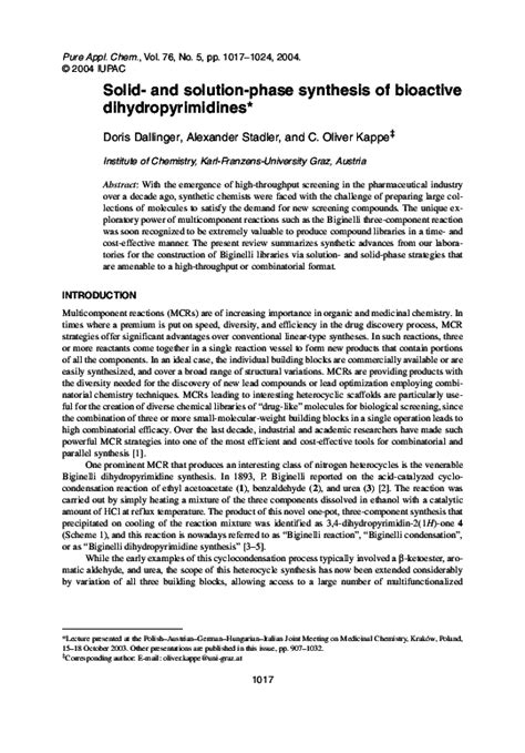 Pdf Solid And Solution Phase Synthesis Of Bioactive