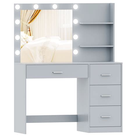 Rovaurx Makeup Vanity Table With Lighted Mirror Makeup Vanity Desk