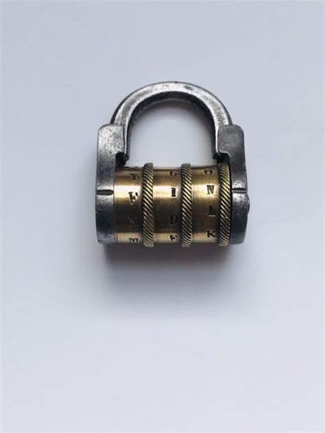 Ancien Cadenas A Rouleaux Code Combinaison Antique French Padlock