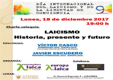 Día Del Laicismo En Cáceres Charla Coloquio “laicismo Historia Presente Y Futuro” El Lunes