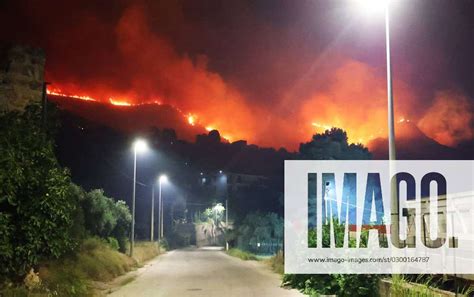 Wildfires Around Palermo Sicily Monte Gradara On Fire Throughout The