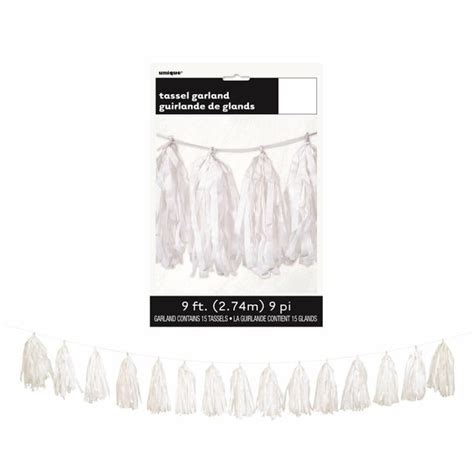 White Tissue Paper Tassel Garland White Party Supplies Coloured Party Supplies Discount