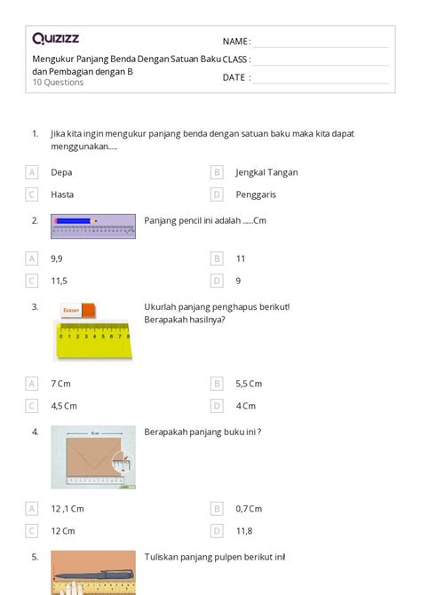 50 Lembar Kerja Mengukur Panjang Untuk Kelas 2 Di Quizizz Gratis And Dapat Dicetak