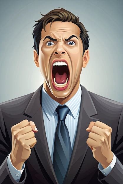 Frustrated Businessman Screaming Vector Illustration Premium Ai