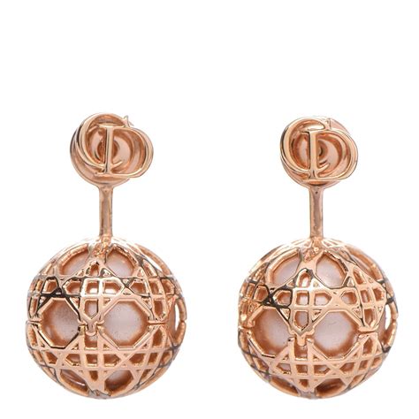 Christian Dior Pearl Cannage Mise En Dior Tribal Earrings Rose Gold