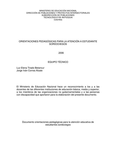 Pdf Ministerio De Educaci N Nacional Direcci N De Poblaciones Y