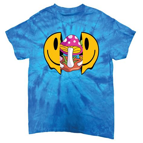 Happy Face Smiley Mushroom Adult Tie Dye T Shirt Men Women