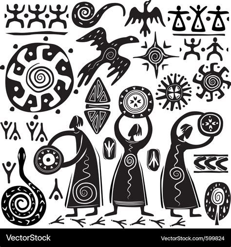 Elements for designing primitive art Royalty Free Vector