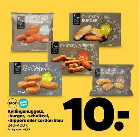 Kyllingenuggets Burger Schnitzel Dippers Eller Cordon Bleu Tilbud