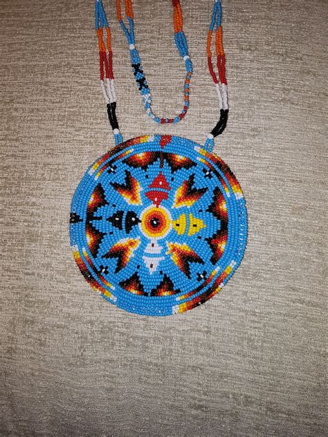 Beaded Medallion Necklace - Etsy