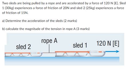 Solved Two Sleds Are Being Pulled By A Rope And Are Chegg