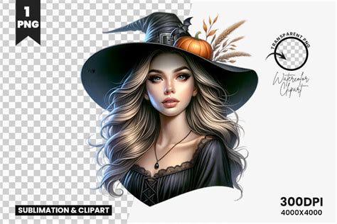 Watercolor Halloween Witch Clipart PNG Graphic By Arslan Prints