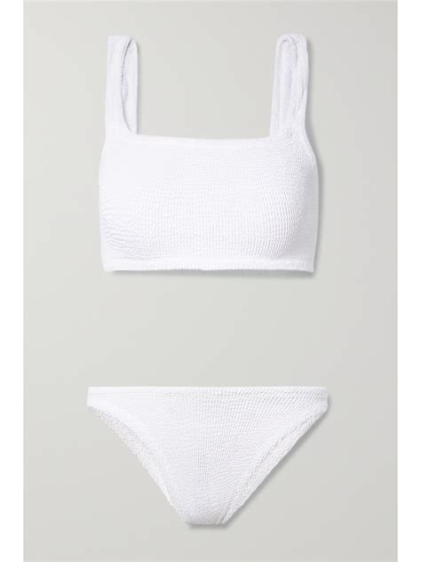 Hunza G Net Sustain Xandra Seersucker Bikini In White Modesens