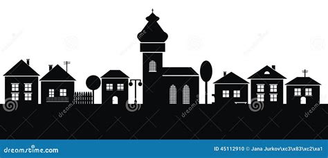 Town, Black Silhouette Cartoon Vector | CartoonDealer.com #50029159