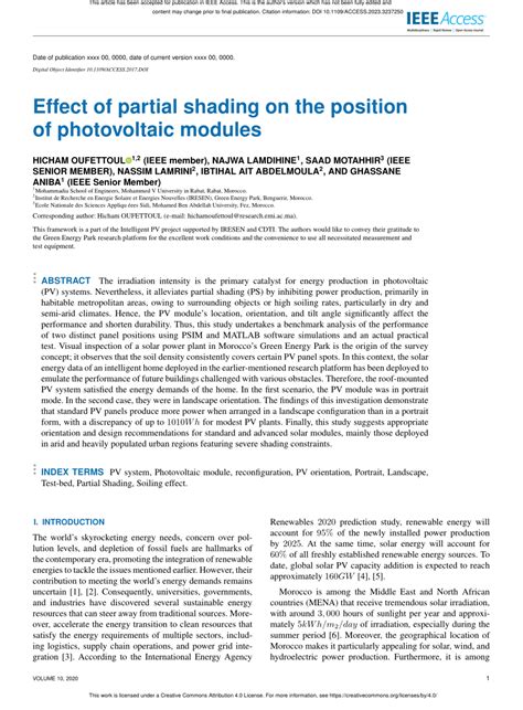 PDF Effect Of Partial Shading On The Position Of Photovoltaic Modules