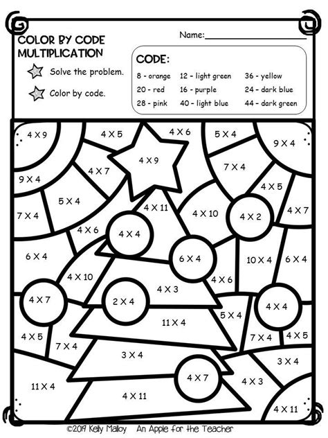 A Christmas Tree Color By Code Math Worksheet With Numbers To And Two