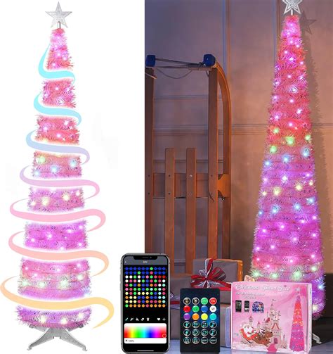 Rbol De Navidad Desplegable De Pies Con Luces Led Coloridas Rbol