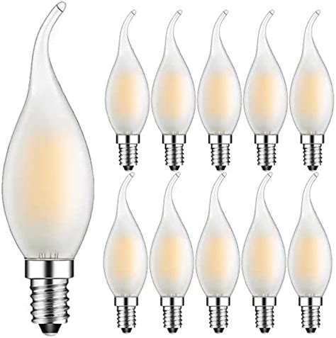 Suncan 10 Pack E14 Flame Tip LED Filament Candle Light Bulb 4W 360 LM