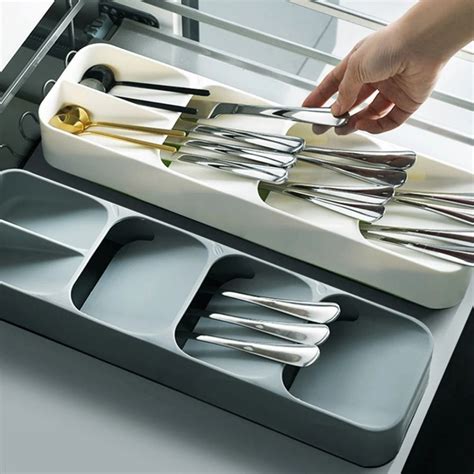 Ripley Organizador De Cocina Porta Cubiertos Lineal Para Cajones Gris