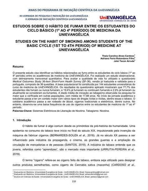 PDF ESTUDOS SOBRE O HÁBITO DE FUMAR ENTRE OS ESTUDANTES DO CICLO