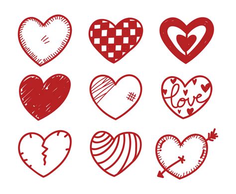 Heart Doodle Set Vector Art Graphics Freevector