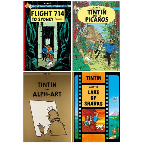 The Adventures Of Tintin Collection 4 Books Set Flight 714 To Sydney