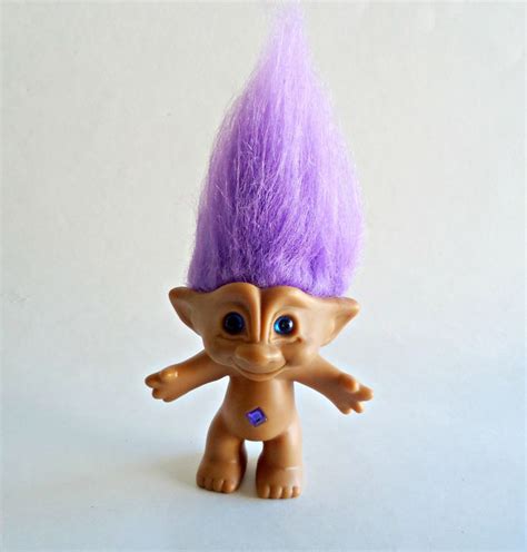 Vintage Troll Doll Ace Novelty Treasure Troll Doll Blue Eyes Purple