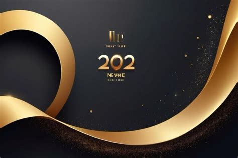 New Year Abstract Shiny Color Gold Wave Design Element Premium