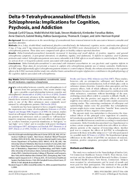 (PDF) Delta-9-tetrahydrocannabinol effects in schizophrenia: Implications for cognition ...