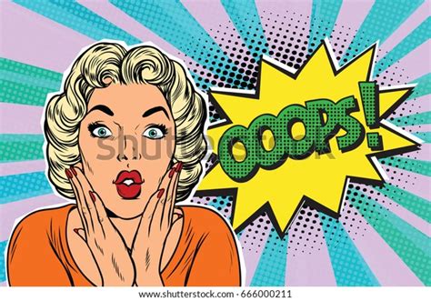 Oops Pop Art Blond Woman Retro 库存矢量图（免版税）666000211 Shutterstock