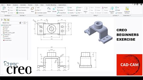 CREO Tutorial For Beginners EX 3 Creo Part Modeling Radius Hole