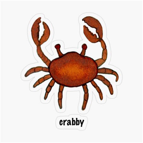 Crabby Cute Crab Design Sticker By Stephjchild Animal Templates