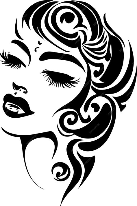 Premium Vector Beautiful Girl Face Tattoo Vector Silhouette