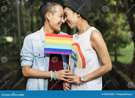LGBT Lesbian Couple Moments Happiness Concept Stock Photo Image Of Holding Ethnicity 89032082
